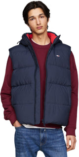 Tommy Jeans Chaleco Hombre Essential Down Vest con Capucha, Azul (Dark Night Navy), S