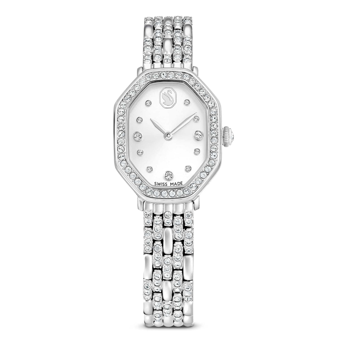 Swarovski Reloj Dextera Octagon, Fabricado en Suiza, Brazalete de Metal, Tono Plateado, Acero Inoxidable