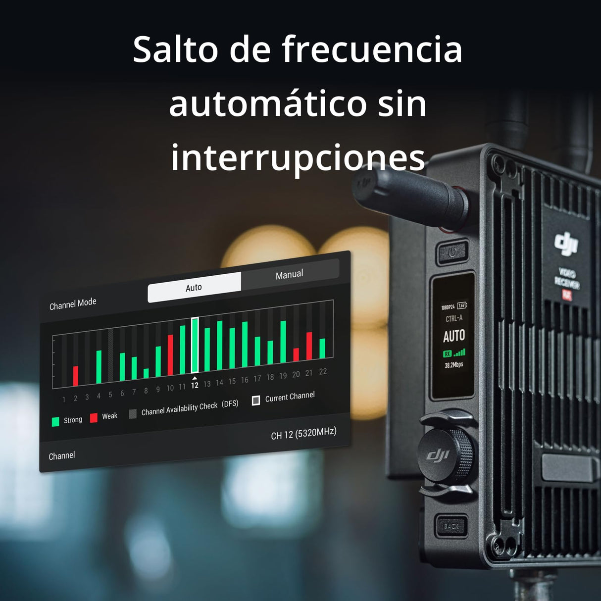 DJI - Receptor de vídeo , transmisión inalámbrica en 1080p/60 fps a 6 km, Salto de frecuencia automático sin interrupciones, latencia ultrabaja, transmite metadatos por SDI