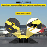 VEVOR Rampa de Protección de Cable 4 Piezas 2 Vías Canaleta Pasacables de Suelo 3,2x3,1cm Protector de Cables de Caucho y PVC Capacidad de Carga 4,989kg Cubiertas de suelo para Cables Negro y Amarillo