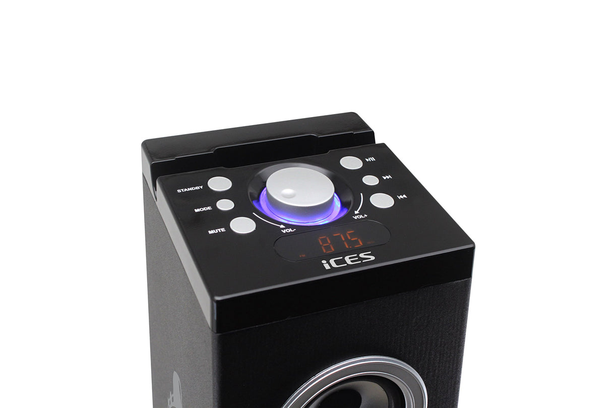 ICES IBT-6 Altavoz de Torre Bluetooth, Portatil, Potente, 40W, USB, SD, Radio FM, Mando a Distancia