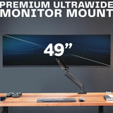 VIVO Brazo de Monitor de Aluminio monitores ultraanchos de hasta 49 Pulgadas y 33 Libras, Soporte de Montaje de Escritorio único, Altura neumática, VESA máxima 100 x 100, Negro,