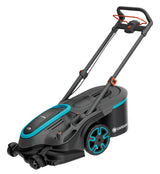 GARDENA Cortacésped de Alto Rendimiento PowerMax Duo 46/36V de Doble Cuchilla con batería P4A