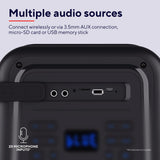 Trust Azura Altavoz Bluetooth Potente 100W para Fiestas, Altavoz Portátil Inalámbrico Luz LED RGB Intemperie IPX4, Altavoces Bluetooth Batería Recargable 11H, 2 Entradas de Micrófono Karaoke
