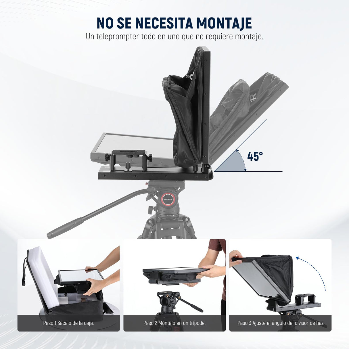 NEEWER Basic X16B Teleprompter Elevable Aleación Aluminio 16"" para iPad, Tableta Celular Cámara DSLR sin Ensamblaje, Remoto y APP Control, Compatible con iOS y Android, para Enseñar y Live Streaming