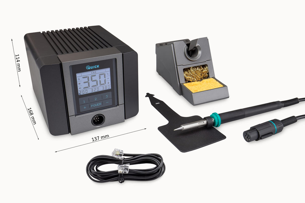 Quick TS2200 - Estación de soldadura digital regulable ESD, 90 W, incluye soldador con resistencia de alto rendimiento y accesorios SMD, para industria, laboratorio, escuela y hobby