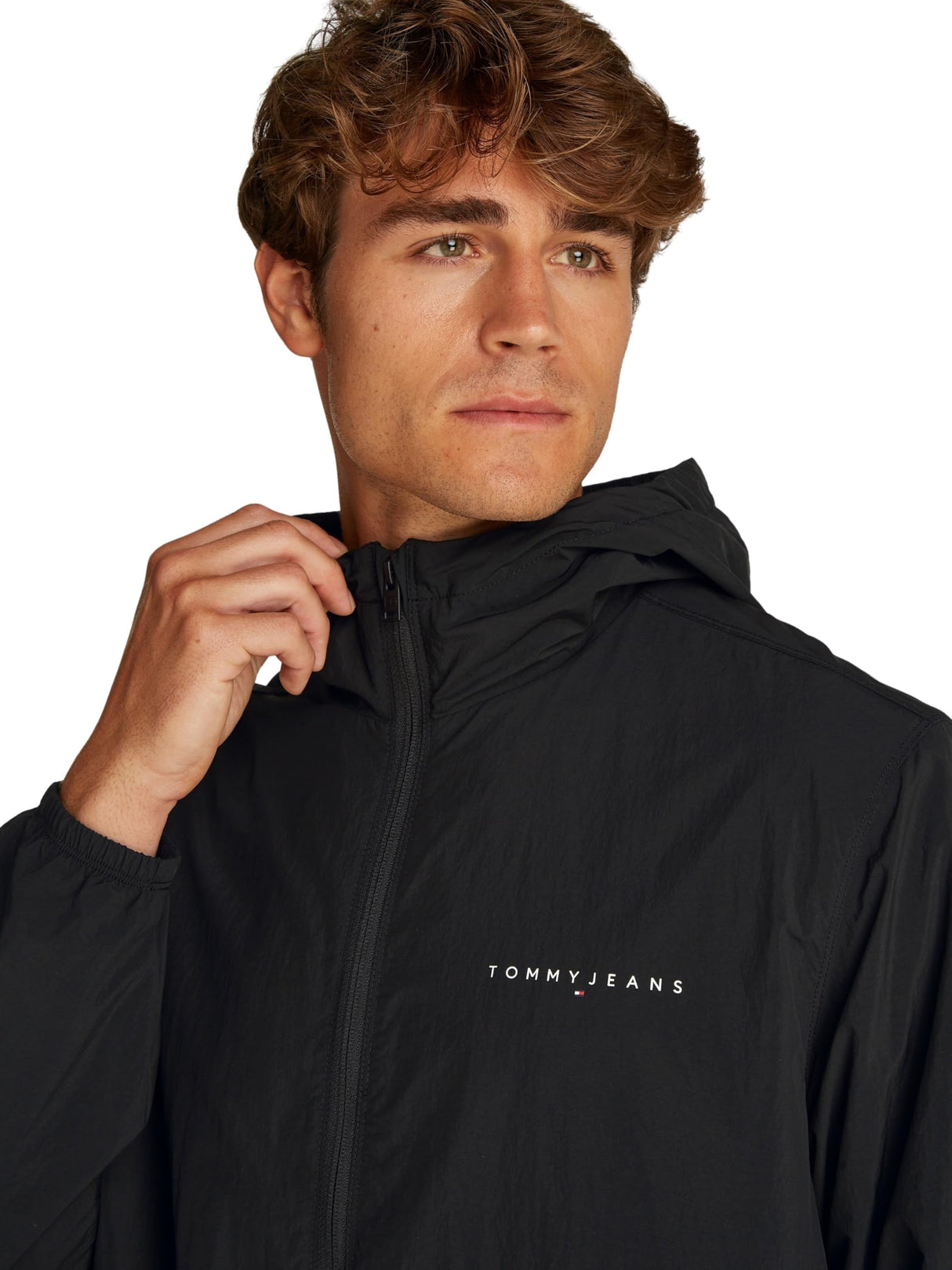 Tommy Jeans Cortavientos Hombre Chicago con capucha, Negro (Black), M