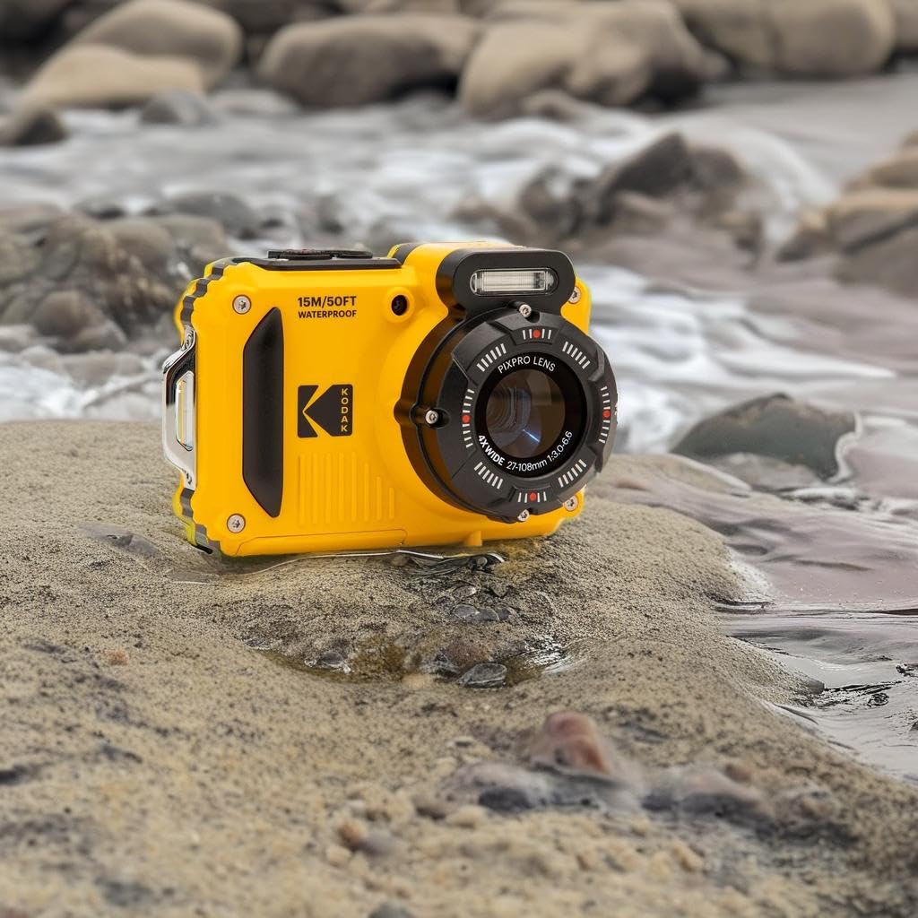 KODAK Pixpro WPZ2 - Cámara de Fotos Digital compacta (16 Mpx, Resistente al Agua y a los Golpes), Color Amarillo y Amarillo