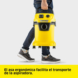 Kärcher Aspiradora WD 3 P V-19/4/20, función de soplado, 1000 W, depósito: 19 l, Manguera: 2 m, Filtro de Cartucho, Bolsa de Fieltro, Boquilla para Suelos y Ranuras, Enchufe para Herramientas