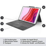 Logitech Combo Touch para iPad (7.ª, 8.ª y 9.ª generación) Funda con trackpad de precisión, Disposición QWERTZ Alemán - Negro