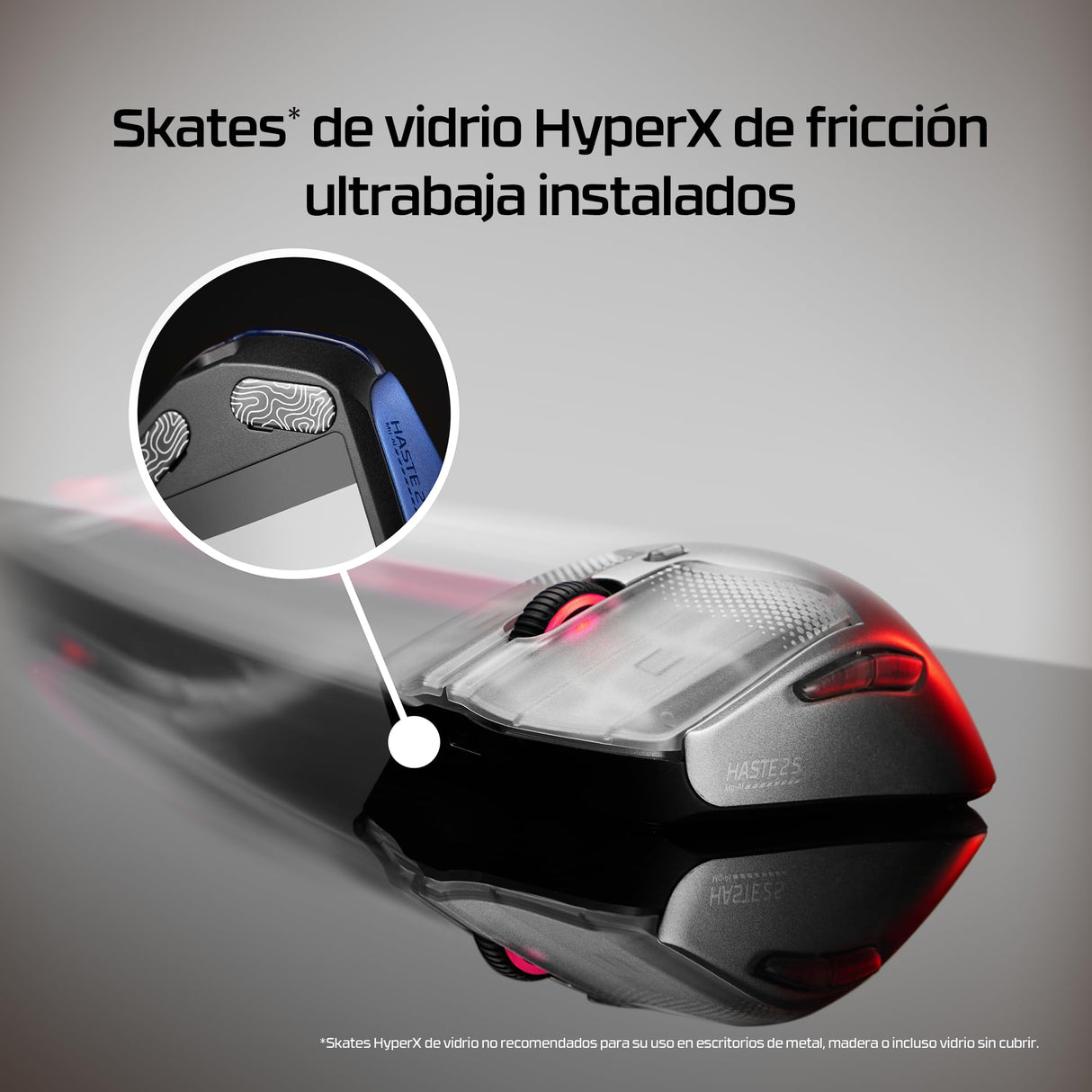 HyperX Pulsefire Haste 2 S - Ratón Gaming inalámbrico, Carcasa de magnesio, Ultra-Ligero 64g, batería 120h, Glass Skates, Sensor 26K, Color Azul