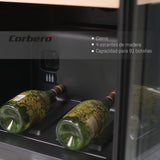 Corberó - Vinoteca CFKWC91SWDZ | 200L | 91 Botellas | Estático Con Ventilador | Doble Zona | Nevera para vino con Luz LED | 4 Estantes de Madera | 45Db | Negro Puerta Cristal