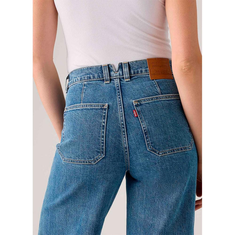 Levi's 728 Tailored HR Wide Leg Jeans, Mosey Mid Stone, 25W / 30L Mujeres