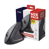 Trust Verto 60 Pack - 60x Ratón Vertical Inalámbrico, Ratón Ergonómico, 800/1200/1600 dpi, 2.4GHz, Microrreceptor USB, para PC, Ordenador, Laptop, Desktop, Mac, Pilas Incluidas - Negro