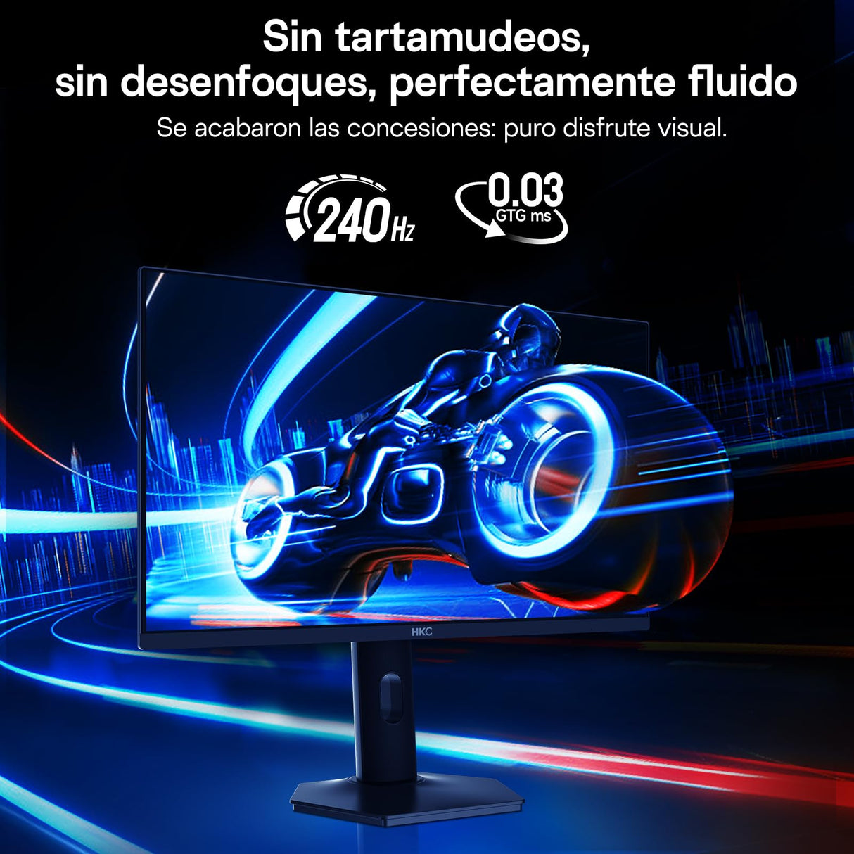 HKC Monitor OLED para Juegos de 27 Pulgadas, 240 Hz, QHD (2560 × 1440), 0,03 ms, HDR True Black 400, 99% DCI-P3, Eye Care, HDMI 2.1, DP 1.4, VESA 100 × 100, Ajuste de Altura e Inclinación, Gris