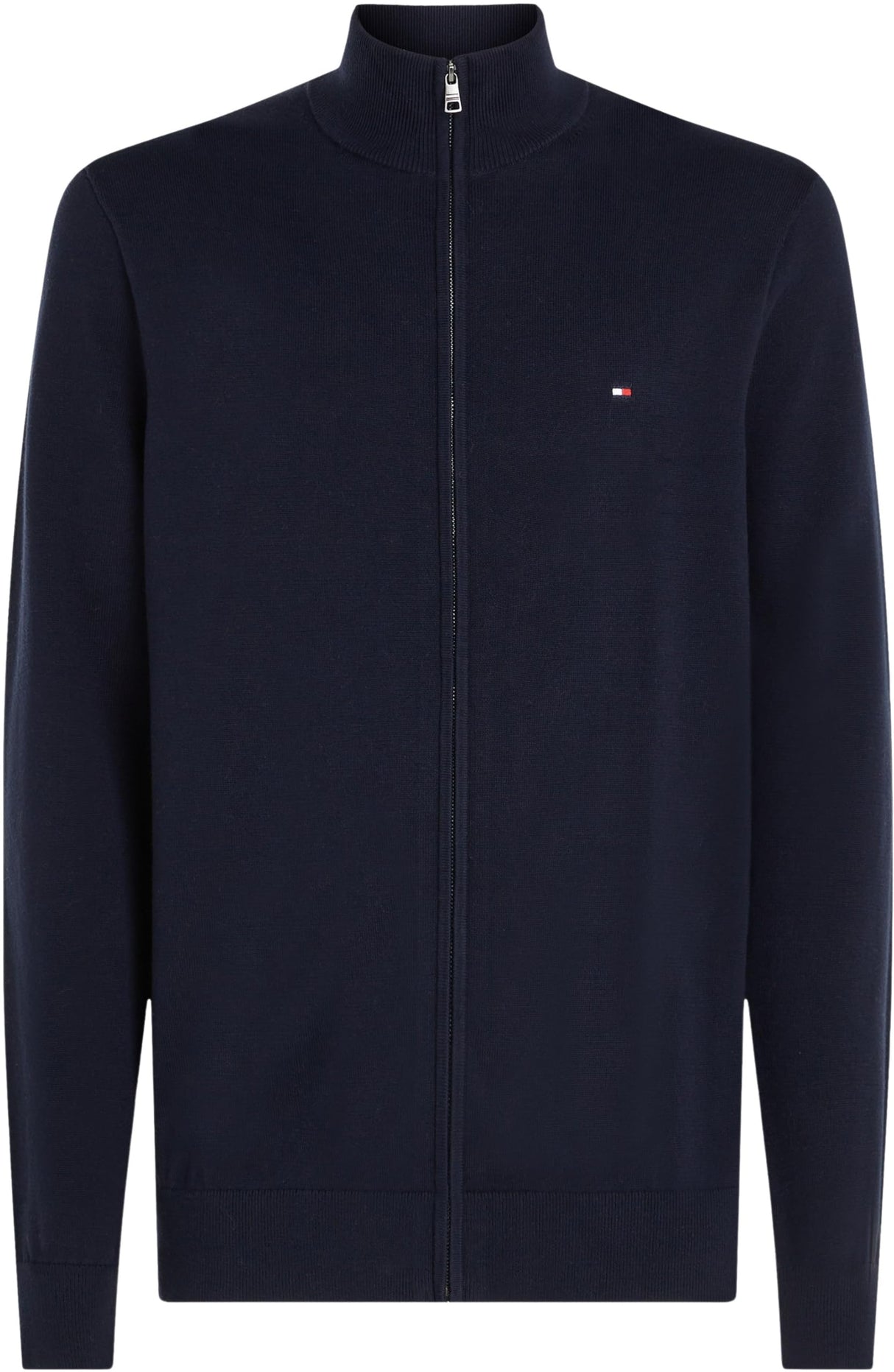 Tommy Hilfiger Jersey con Cremallera Hombre Essential Cotton Zip Thru con Cuello Alto, Azul (Desert Sky), S