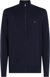 Tommy Hilfiger Jersey con Cremallera Hombre Essential Cotton Zip Thru con Cuello Alto, Azul (Desert Sky), S