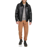 Levi's Men's Faux Leather Aviator Bomber Jacket with Sherpa Collar Chaqueta, Negro, M para Hombre