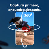 Insta360 X3 Kit Motero - Cámara de acción 360 Resistente al Agua, Sensor de 1/2", 5.7K 360, Fotos 72MP, estabilización, Pantalla táctil de 2.29", edición por IA, Live Streaming, Webcam