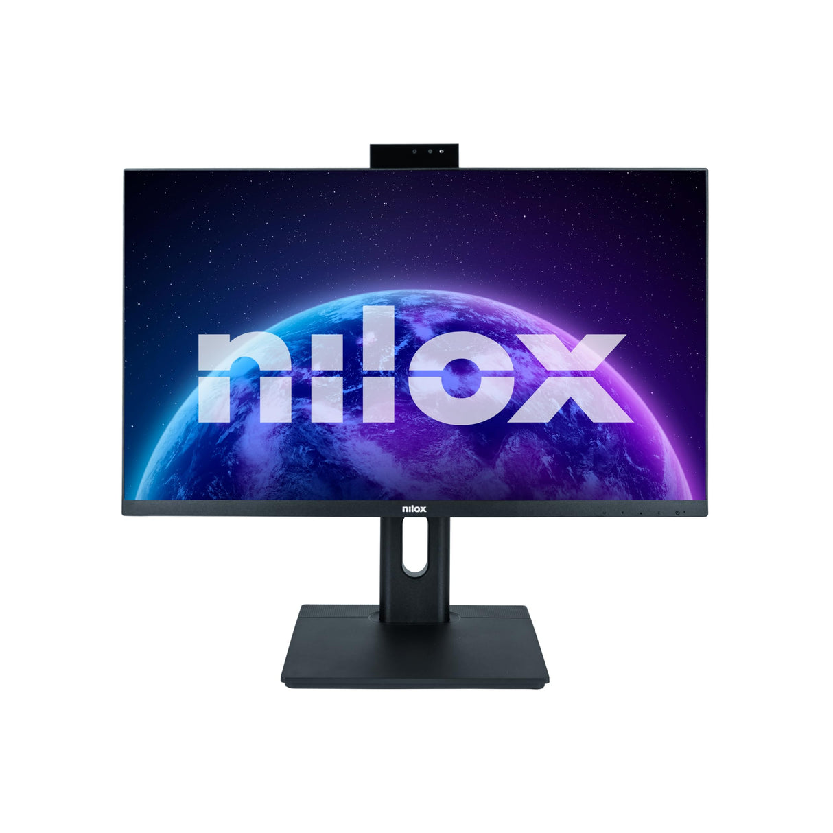 Nilox NXM24REGWEB01 Monitor 24 Pulgadas, Full HD, Pantalla PC 75Hz, Tecnología IPS, Conexiones HDMI, Reducción Luz Azul y Webcam. Base giratoria, ajustable, rotable e inclinable
