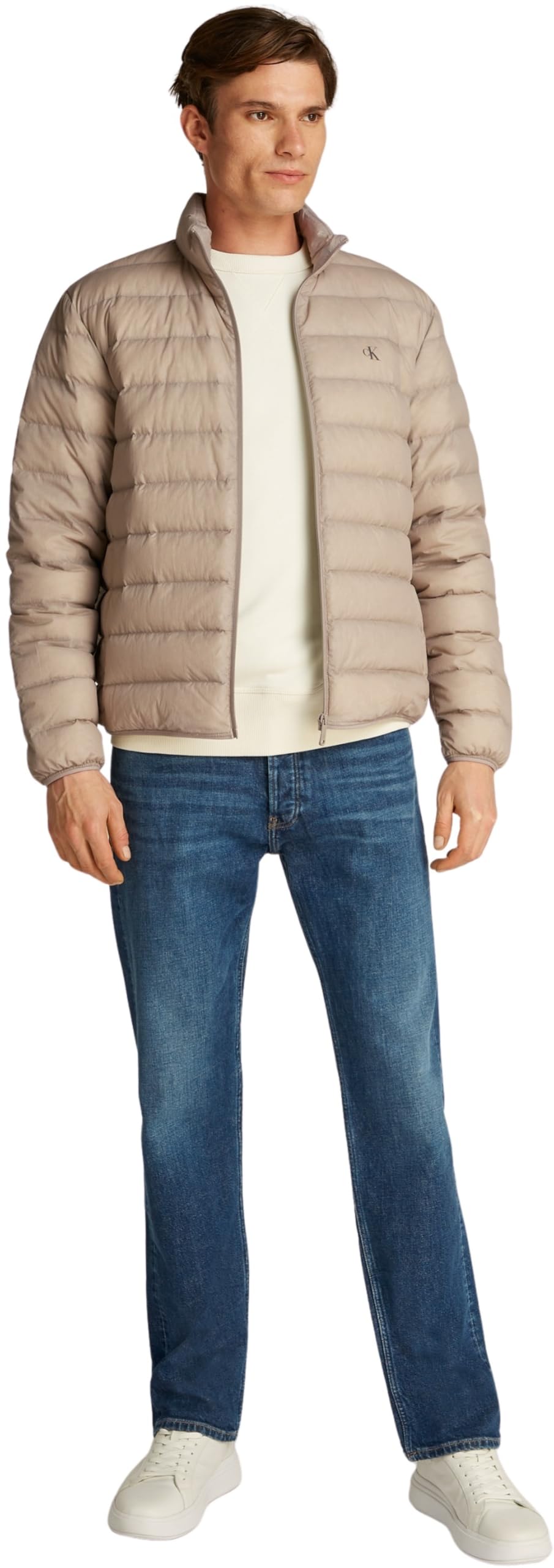 Calvin Klein Cazadora acolchada Hombre Down Jacket ligera, Gris (Rock Ridge), XS