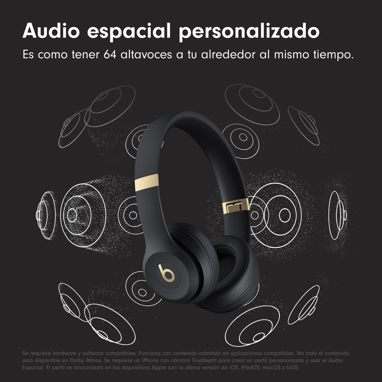 Beats Solo 4 - Auriculares Wireless Bluetooth on-Ear, compatibles con Apple y Android, con hasta 50 Horas de batería - Negro y Oro