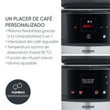 SEVERIN FILKA, cafetera de filtro totalmente automática, cafetera de filtro 5 en 1 con pantalla LED, molinillo, con jarra termo, negro mate/acero inoxidable, KA 9695