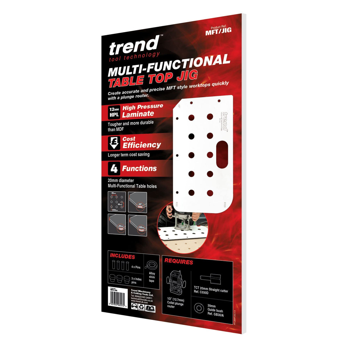 Trend Plantilla de enrutamiento de mesa multifuncional, encimeras estilo MFT, compatible con enrutador de inmersión, material duradero, radios de esquina y corte de extremo de 45 grados, MFT/JIG