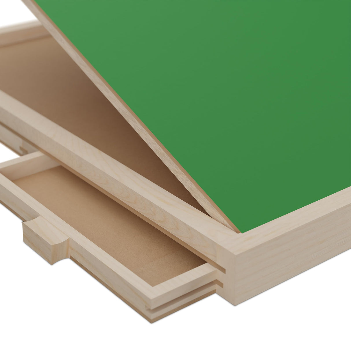 Relaxdays Tablero para Puzzles con 4 Cajones, Soporte Rompecabezas hasta 1000 Piezas, Inclinable, Madera, Natural/Verde, 4 x 81 x 57 cm