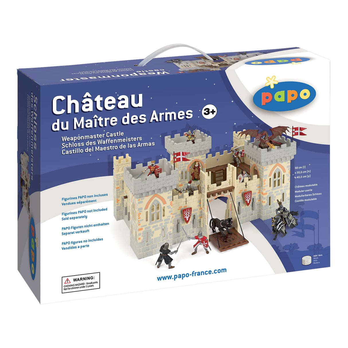 Papo - El Castillo del Caballero 60002, 58cm, Universo Medieval Multicolor para Niños a Partir de 3 Años - Juego de rol Histórico Que Enriquece la Imaginación