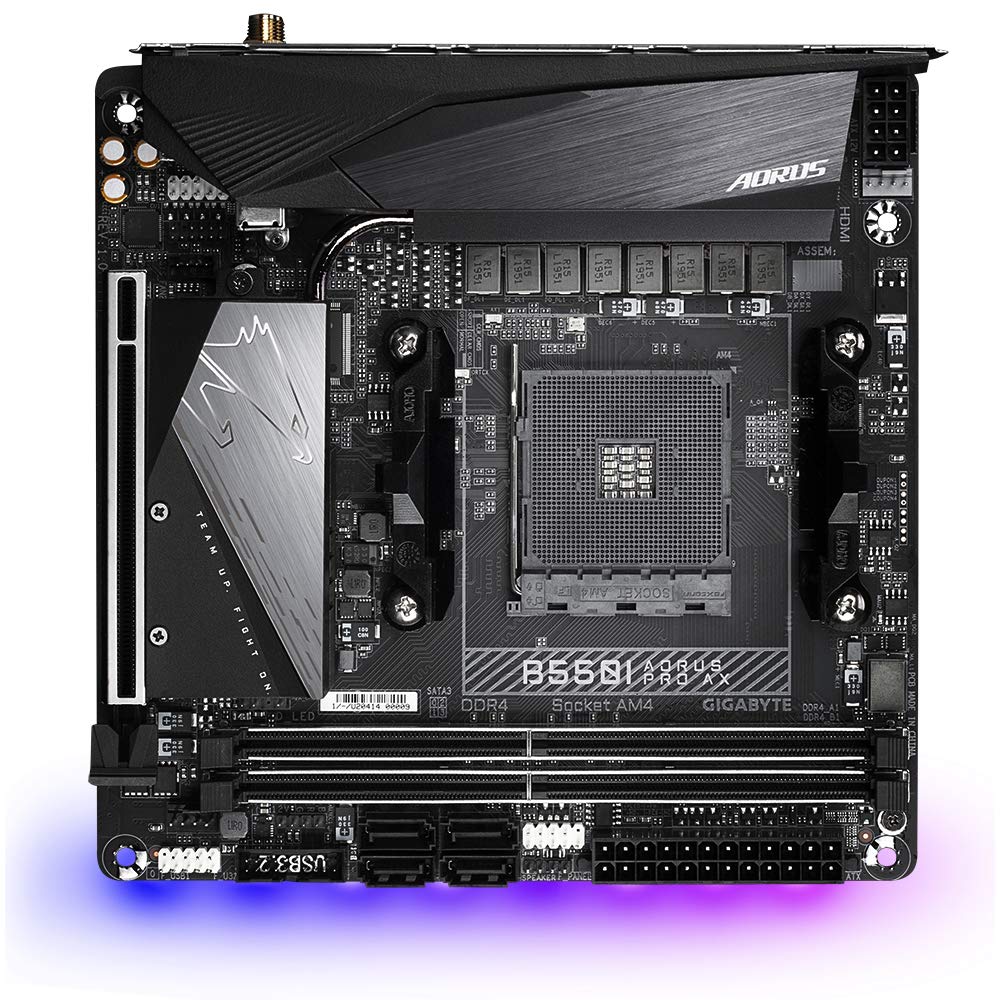 GIGABYTE B550I AORUS PRO AX Placa base - Procesadores AMD Ryzen 5000, VRM de 8 fases, hasta 5300 MHz DDR4, 1xPCIe 4.0 + 1xPCIe 3.0 M.2, Wi-Fi 6E, LAN 2.5GbE, USB 3.2 Gen 2