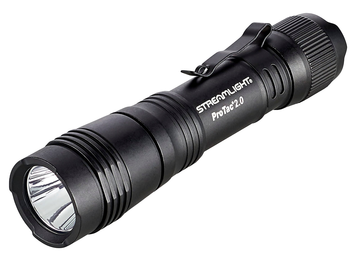 Streamlight 89000 ProTac 2.0 Linterna LED recargable alta potencia con clip, 2000 Lúmenes, cable USB-C y Estuche incluidos, Negra
