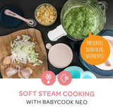 Béaba - Babycook Neo - Máquina de alimentos para bebés - 6 en 1: Procesador de alimentos, licuadora y cocina - Cocina al vapor suave - Comida casera rápida para bebés - Cuenco de vidrio - Recipiente