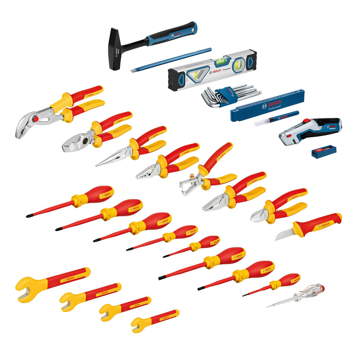 Bosch Professional juego mixto de herramientas manuales de 37 piezas (incl. 21 herramientas manuales VDE y 16 herramientas manuales adicionales, cómodas y ergonómicas, en L-BOXX)
