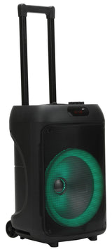 Majestic Fire T10 - Trolley Wireless Audio 5.2, Luces LED, Entradas USB/MicroSD/AUX/Mic/Guitarra, Micrófono, Mando a Distancia, Batería Recargable, Función TWS, Asa y Ruedas de Transporte