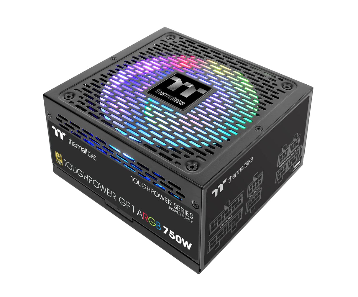Thermaltake Toughpower GF1 750W ARGB | Fuente de alimentación para PC ATX | 80 Plus Gold | Totalmente Modular | Ventilador silencioso de 140 mm | Certificación UE | Negro