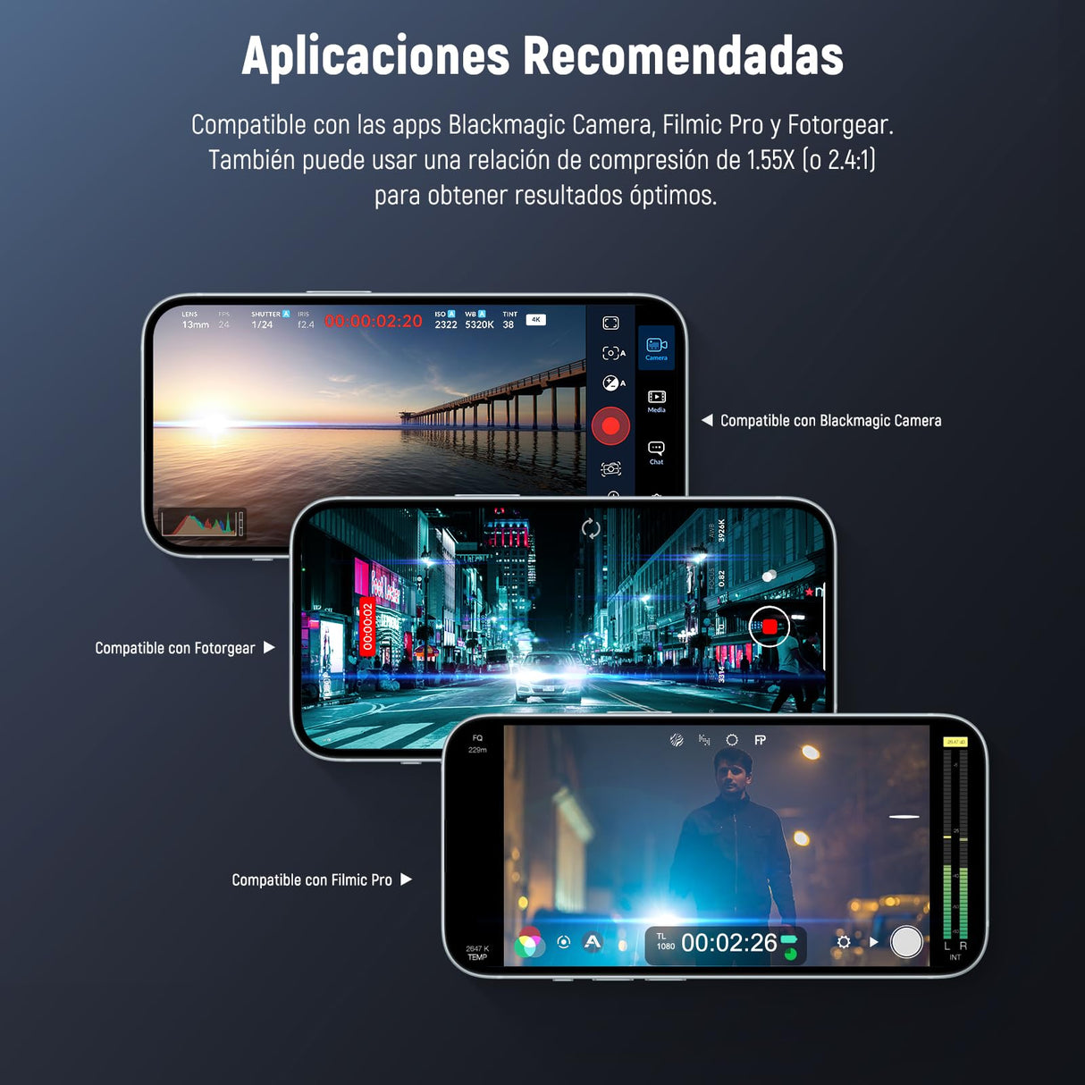 NEEWER 1.55x Lente Anamórfica Azul Compatible con iPhone, Android y Samsung Accesorios Cámaras Teléfono con Clip Rosca 17mm y Aro Adaptador Filtro 58mm, Efecto Cine Pantalla Ancha, LS-43 Ultra