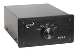 Dynavox AUX-S, Interruptor de expansión de Entrada en Carcasa de Metal con 5 entradas RCA, para amplificadores estéreo y Surround, Color Negro