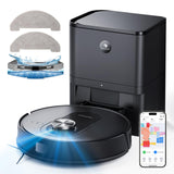 Proscenic Q8 MAX Robot Aspirador con Base Autovaciado, Navegación Lidar, 5000Pa/200Mins Potente Succión, Antienredos, Control de Voz/App/Aleax, Ideal para Pelo de Mascotas, Polvo, Piso y Alfombras