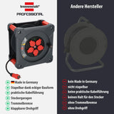 Brennenstuhl Carrete de cable profesional KA 3200 5 IP44 (cable H07RN-F 3G2,5 de 33 m en negro, 5 tomas de seguridad, uso en obra y exterior permanente, fabricado en Alemania)