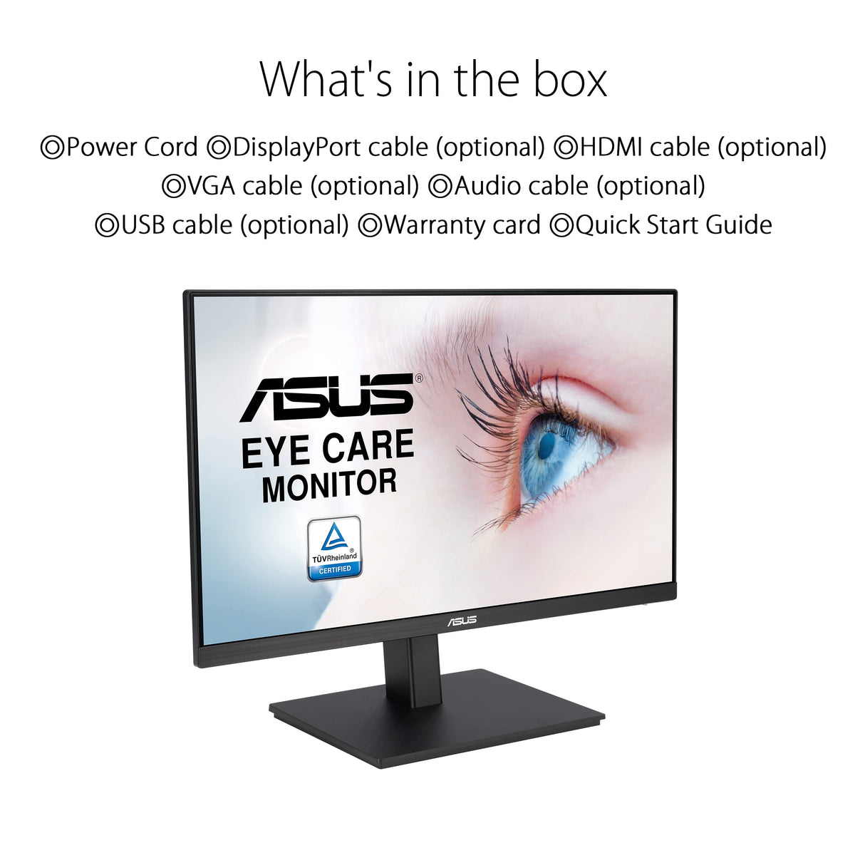 ASUS VA27EQSB - Monitor Eye Care (27 Pulgadas, Full HD, IPS, sin Marco, 75 Hz, Adaptive-Sync, luz Azul de Baja Intensidad, antiparpadeo, diseño ergonómico, Puede montarse en la Pared)