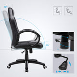 SONGMICS Racing Silla de Escritorio de Oficina Ergonómica Regulable con Ruedas, OBG56B, Negro, 776732