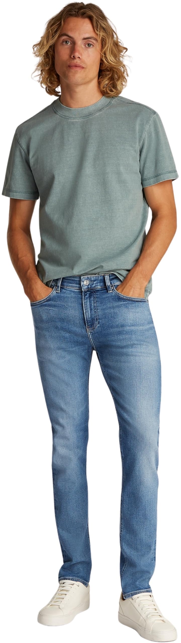 Calvin Klein Vaqueros Hombre Skinny elásticos, Azul (Denim Light), 36W/34L