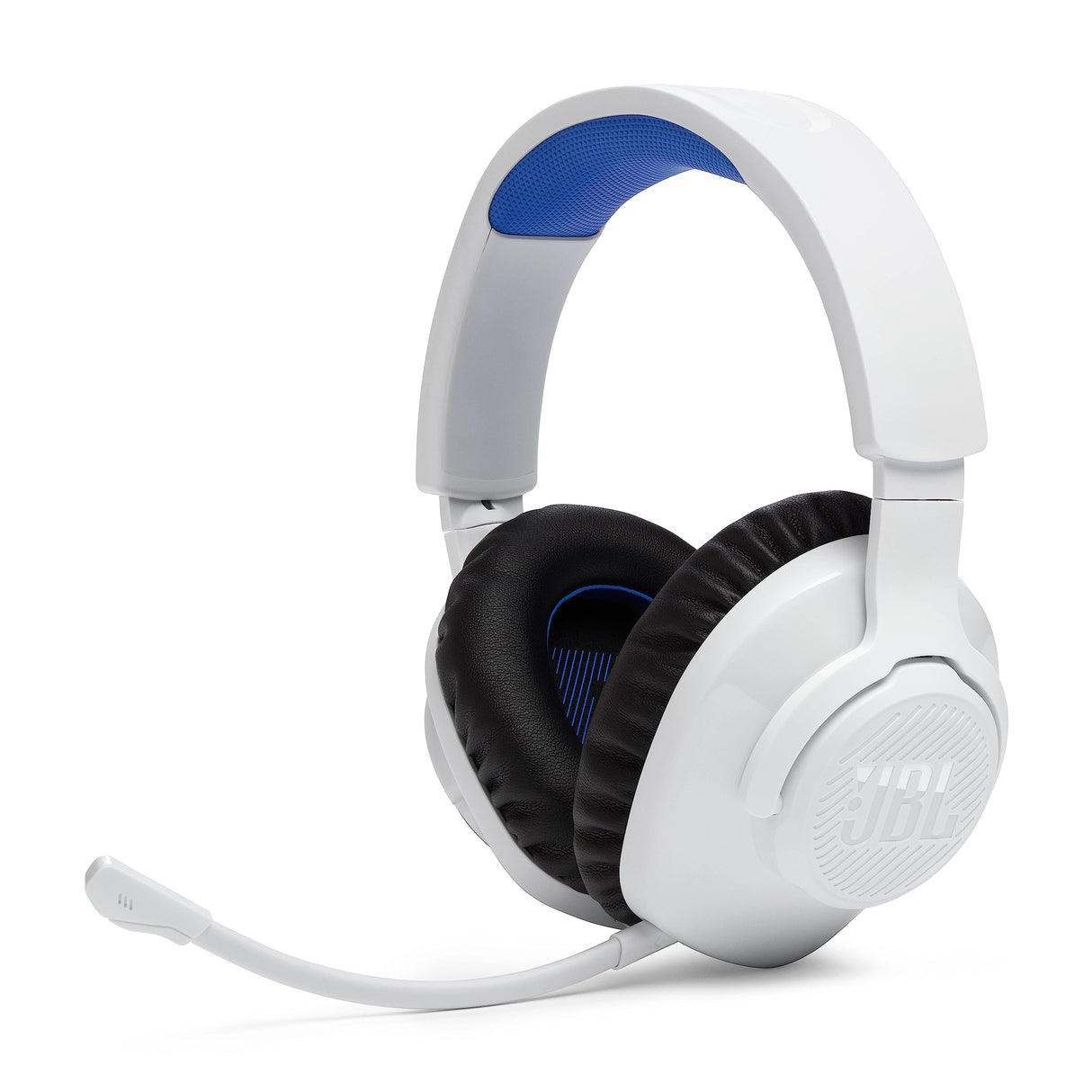 JBL Quantum 360P Auriculares inalámbricos con bluetooth para Playstation, micrófono desmontable, cancelación activa del ruido, QuantumSOUND Signature, 22 horas de batería, blanco