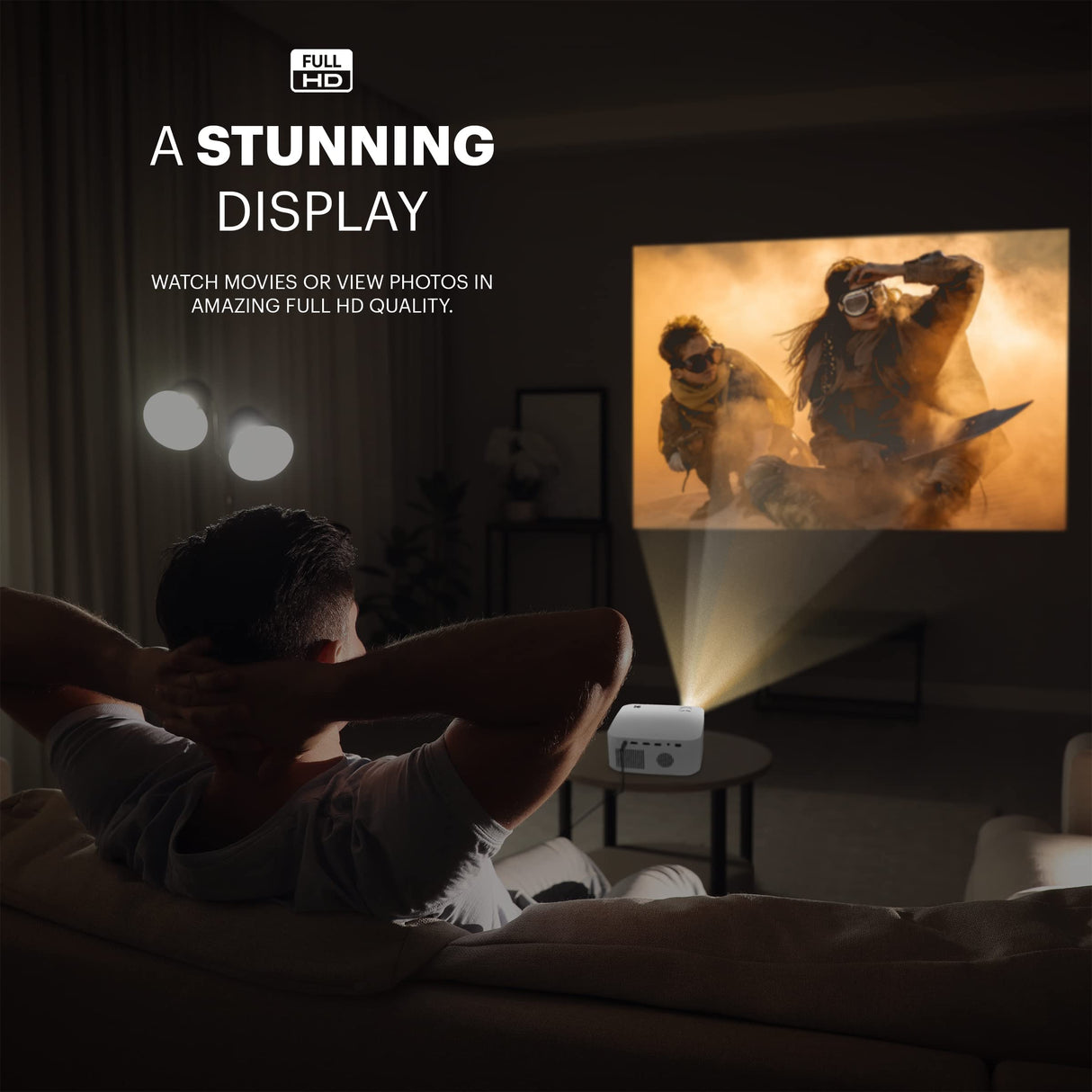 KODAK Proyector Multimedia FLIK X10 Full HD, Mini Sistema de Cine en casa Compacto y portátil con Control Remoto, proyección de Video nativa de 1080p y Cable HDMI
