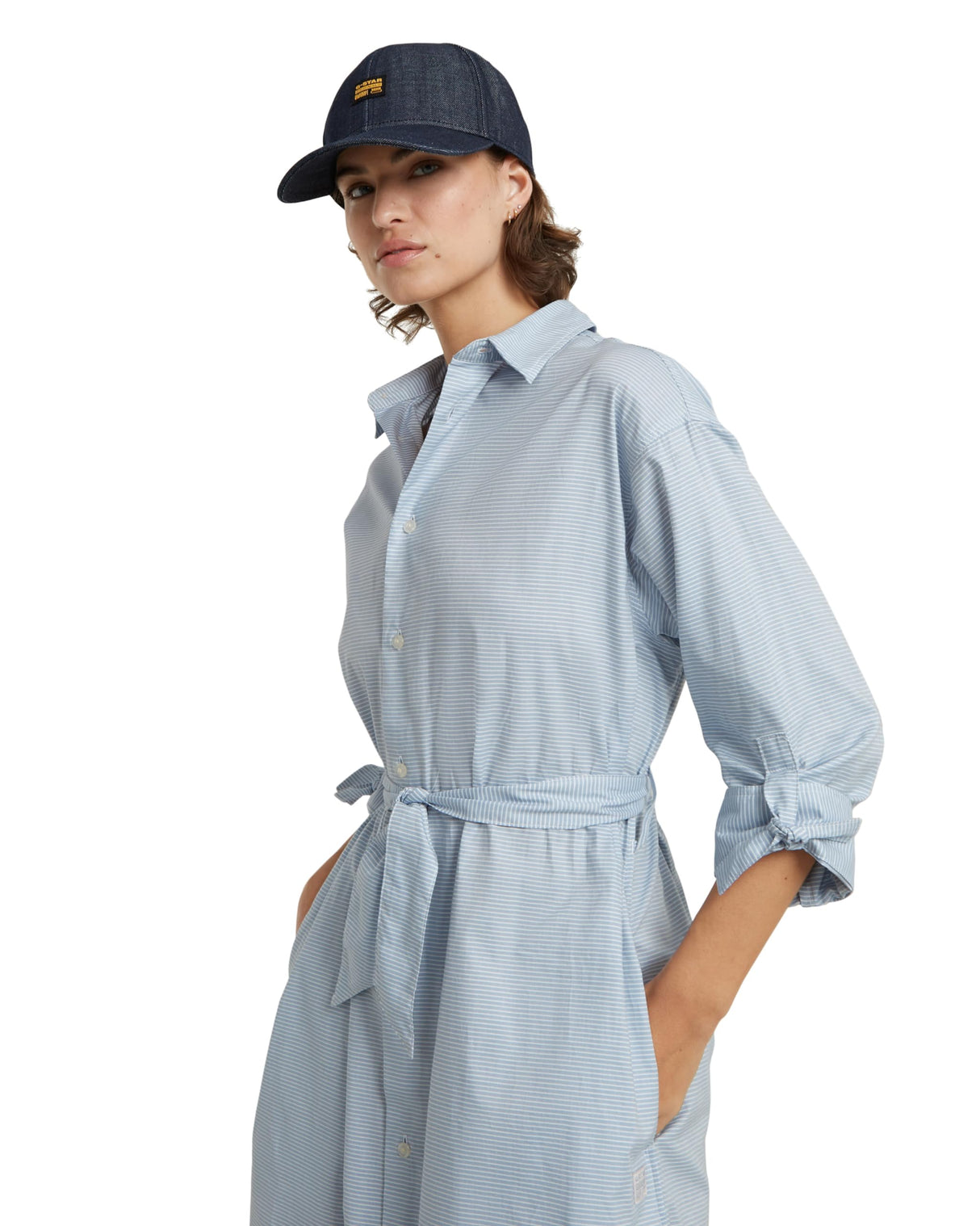 G-Star para Mujer Vestido Long Shirt, Multicolor (dk Wave Pinpoint Stripe D24625-D592-G459), S