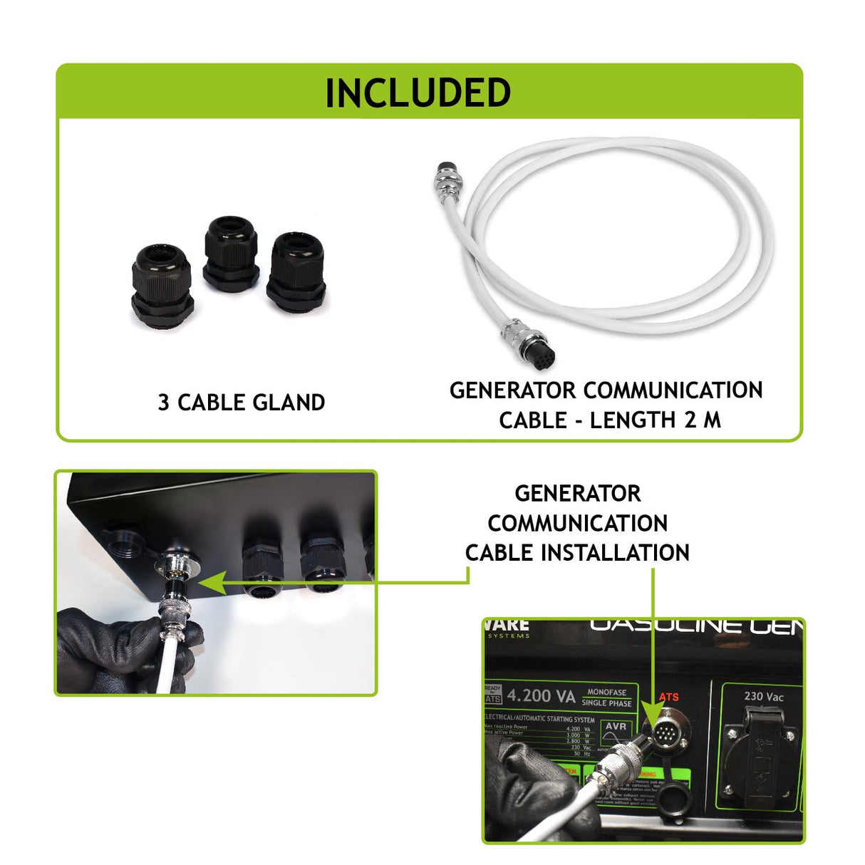 Tecnoware Power Systems - ATS para Generador 4200VA-9200VA, Sistema de Arranque Eléctrico/Automático, Indicadores de Estado, Cargador de Batería Integrado, Selector Manual/Automático