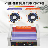 VEVOR Máquina de Rodillos para Perros Calientes de 56,2 x 47,5 x 44,2 cm con una Parrilla de Acero Inoxidable de Calidad Comercial, 50 °C-250 °C, 2,2 kW, para Puestos de Comida, Fiestas y Barbacoas