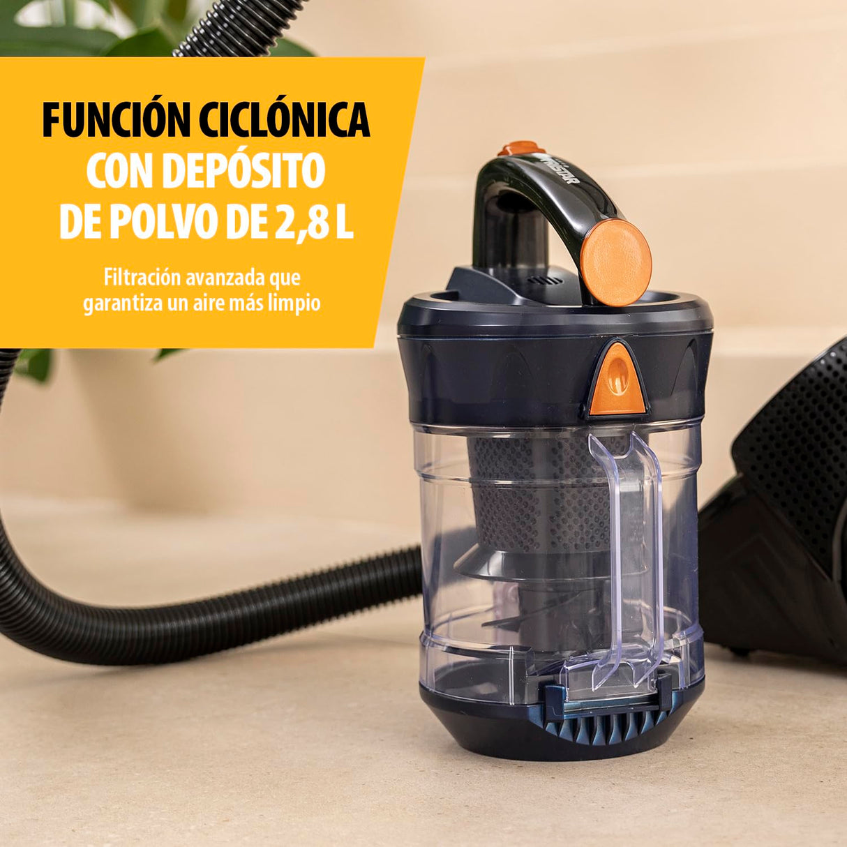 Aspirador Multi Ciclónico Tristar - Sin bolsa - Alcance 18 m - Volumen 2,8 L - Motor 700 W - Velocidad regulable - SZ-4135