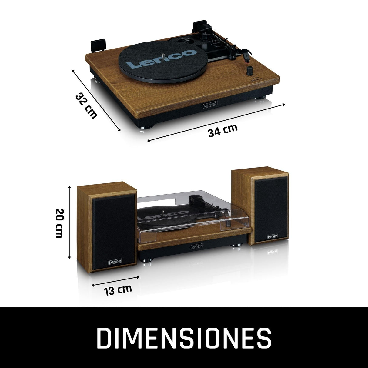 Lenco LS-100 Tocadiscos hi-fi - con Bluetooth 5.0 - Altavoz Externo - 2 x 10 w rms - transmisión por Correa - Apagado automático - Madera